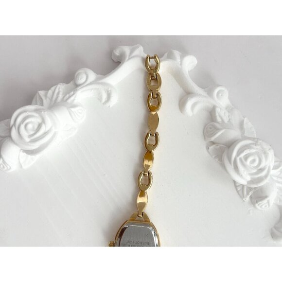 Gold T Oval Bezeled Rhinestone Quartz Vintage Women's Wristwatch - 13mm - WORKS! - Picture 9 of 10